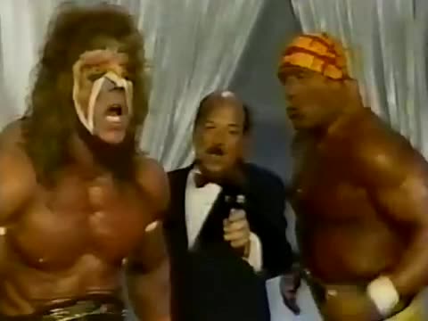 Ultimate Warrior and Hulk Hogan Promo on Mr. Perfect & Genius (01-27-1990)~2