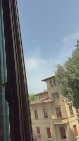 I love bouncing my tits by my window, big reveal for everyone outside