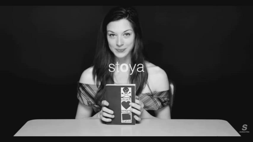 Stoya (reading whilst a hidden female assistant uses a vibrator on her under the