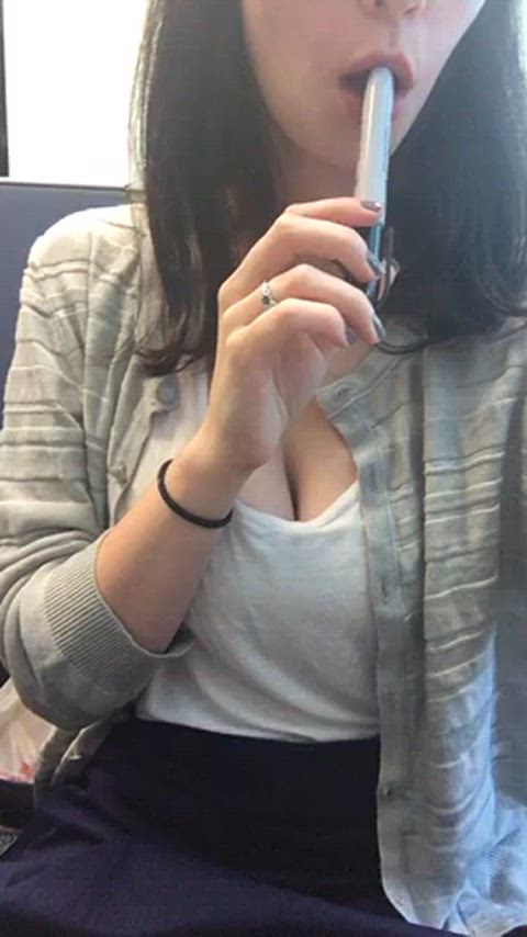 amateur object insertion public clip
