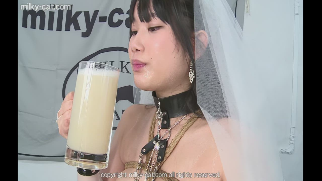 A true cum cocktail: Japanese bride struggles to drink a pint of cum...