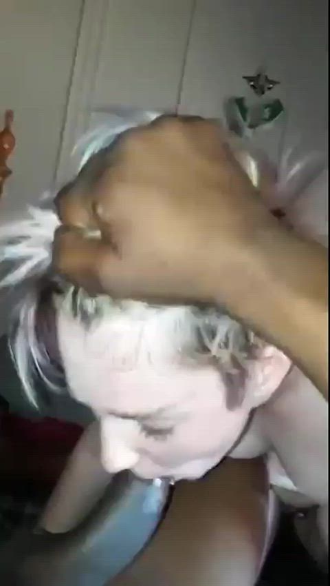 bbc bbc slut blonde blowjob dirty talk forced hair pulling interracial short hair
