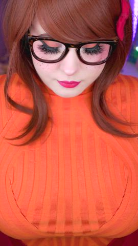 big tits boobs clothed cosplay costume cute geek glasses wholesome clip