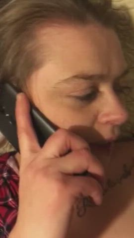 Fucking my gf while she talks to her sister on the phone