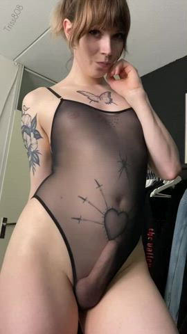 big dick brunette lingerie trans clip