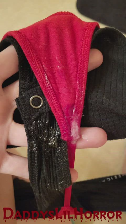 clothing creamy grool horny panties thong used wet wet pussy wet and messy clip