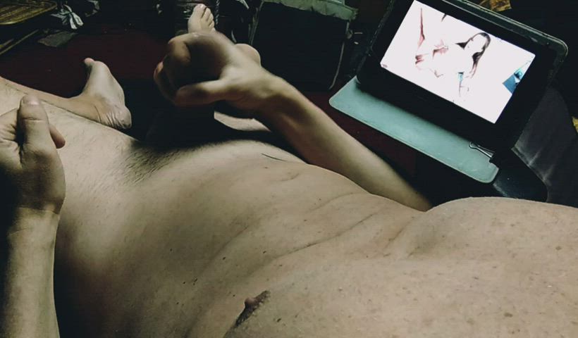 edging jerk off male masturbation masturbating naked nipple solo watchingporn clip