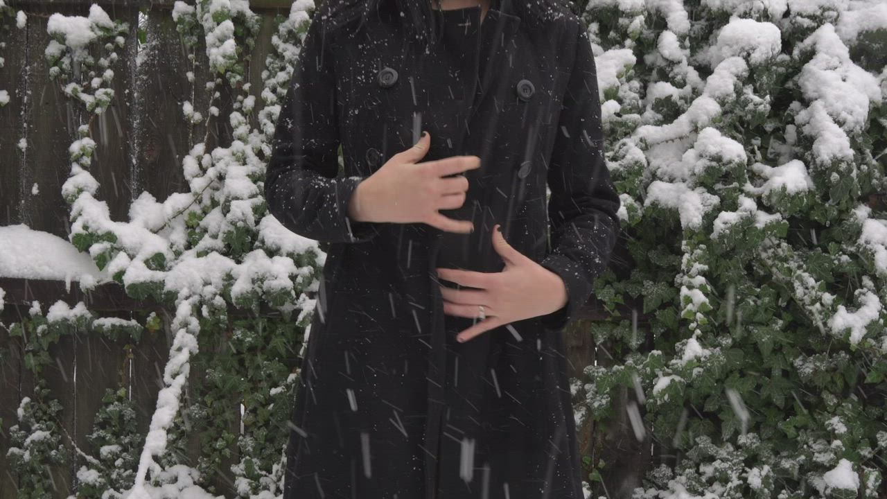 I went out in the snow to film this for you. Want to cum warm me up?