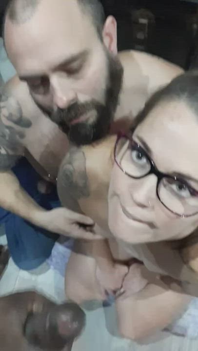 BBC Balls Sucking Cuckold Double Blowjob Gay Humiliation Sucking White Girl clip