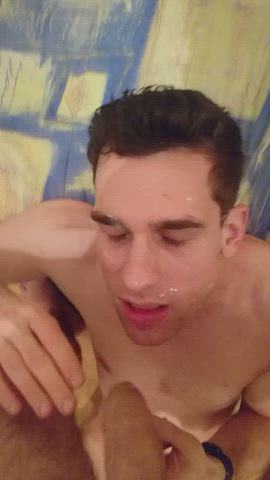 amateur blowjob cum cumshot facial gay homemade covered-in-cum cum-lover facials