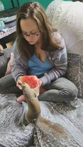 Just a girl and her squirrel!