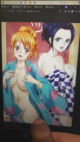 Cum on Nami and Robin