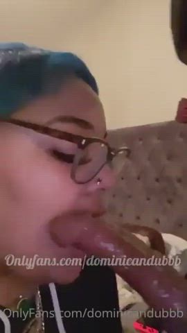 ebony glasses throat fuck clip