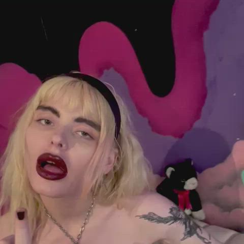 Blonde Goth Scandinavian Tongue Fetish clip