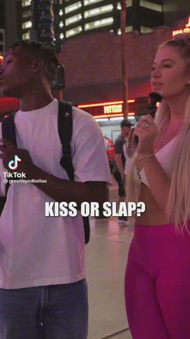 blonde interracial interview kiss tiktok clip