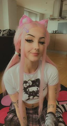 18 Years Old Ahegao Babe Cosplay Eye Contact Pink Teasing clip