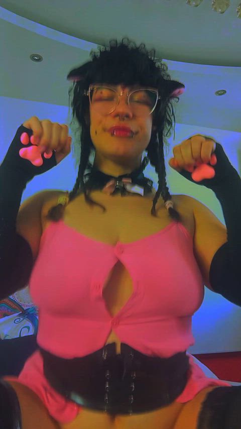 brunette catgirl cute hairy pussy pov riding solo tease tits r/catgirls girls-with-glasses