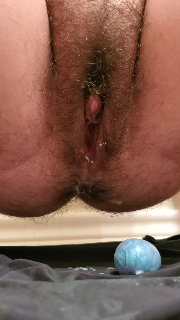 Hairy trans guy laying eggs
