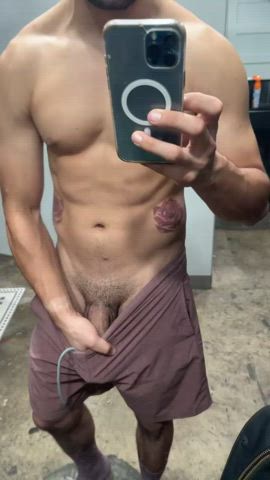 big dick cock gay gym hispanic mirror muscles nsfw thick uncut clip