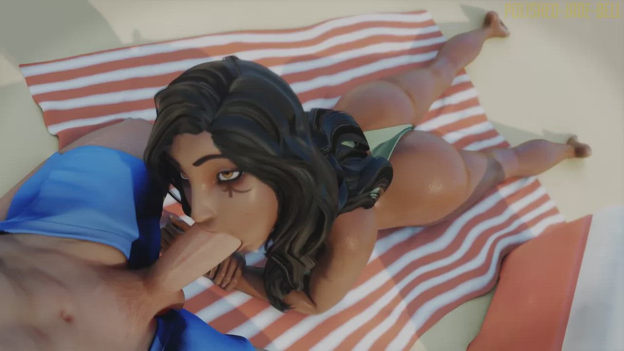 3D Animation Beach Big Ass Big Dick Blowjob Interracial Overwatch Swimsuit clip