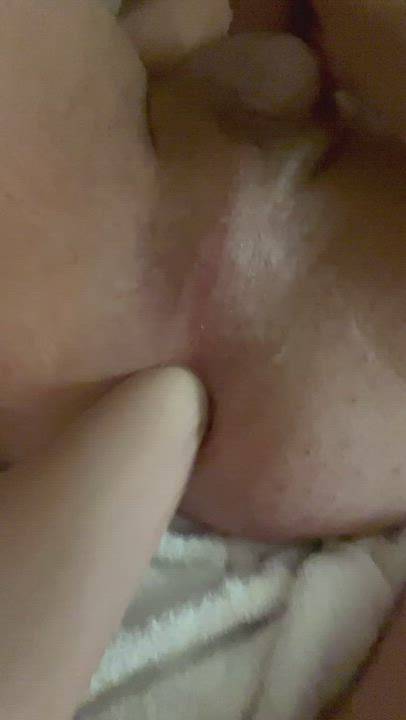 Sweet girlfriend putting her whole fist in my ass for the first time and then fucking