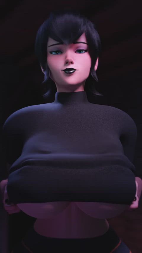 3d animation big tits flashing goth lipstick nails smile solo vertical clip