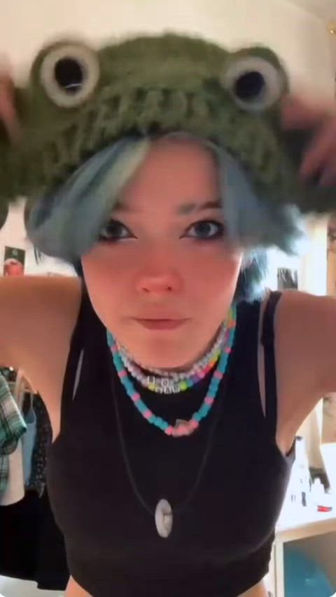 blue eyes boobs cute frogbutt natural tits petite pretty tomboy wholesome blue hair