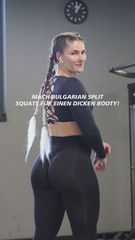 Fitness German Gym Muscular Girl Pawg Pigtails Thick Workout clip