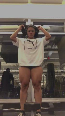Glasses Gym Hispanic Latina Legs Muscular Girl Nerd Thick Workout clip