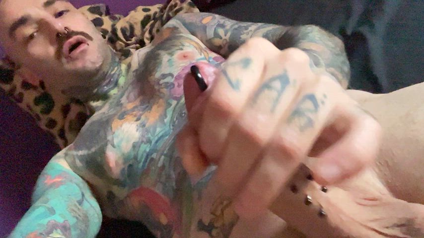 BWC Big Dick Cum Cumshot Jerk Off Male Masturbation Masturbating Piercing Tattoo