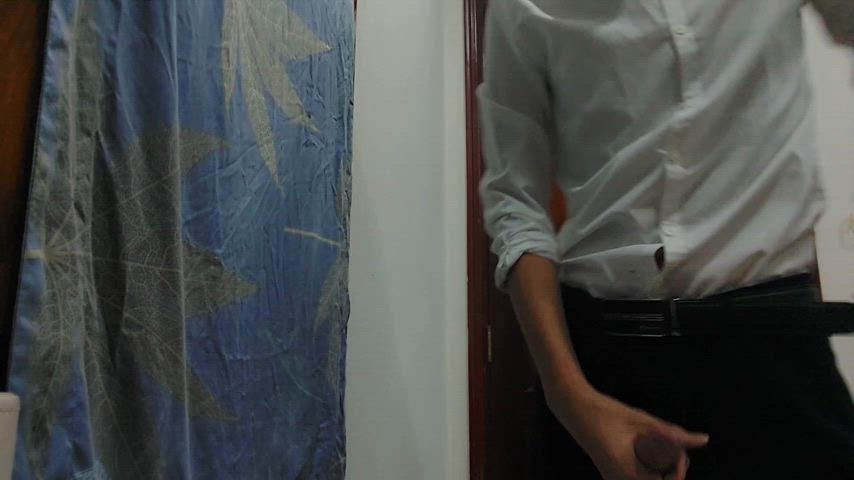 cum jerk off office clip