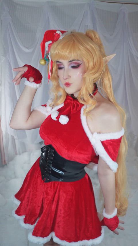 christmas cosplay costume egirl elf fansly onlyfans tease tiktok topless clip