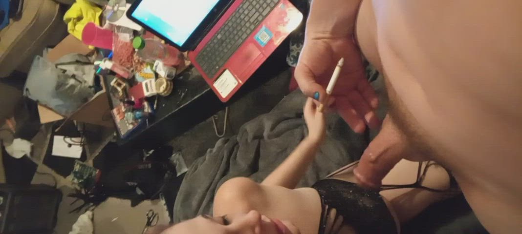 Smoking Babe MILF Homemade Tease Sex Tape Real Couple Blowjob Porn GIF by tnt-dynamite-couple18yrs
