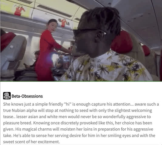 African Airplane Asian BBC Innocent Interracial Stewardess Teasing Uniform clip