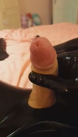 latex male masturbation precum clip