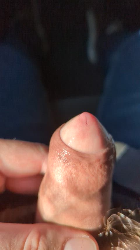 Love playing with my foreskin and watching my cock head grow