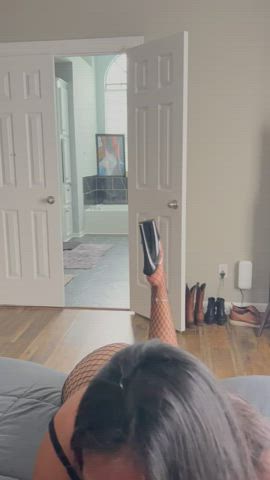 blowjob fishnet heels clip