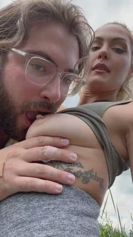 Boobs Couple Outdoor Pierced Tits clip