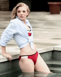 Bikini Blonde Celebrity Natalie Dormer Swimming Pool White Girl clip