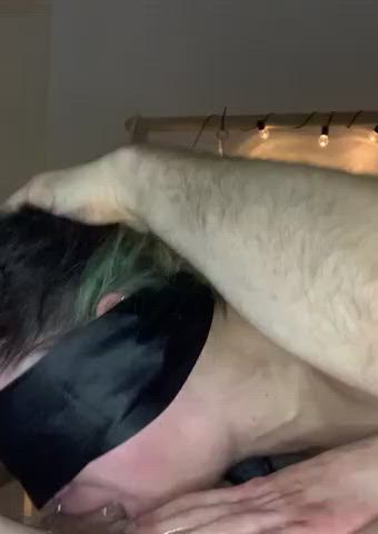 big dick blindfolded deepthroat gagging sloppy clip