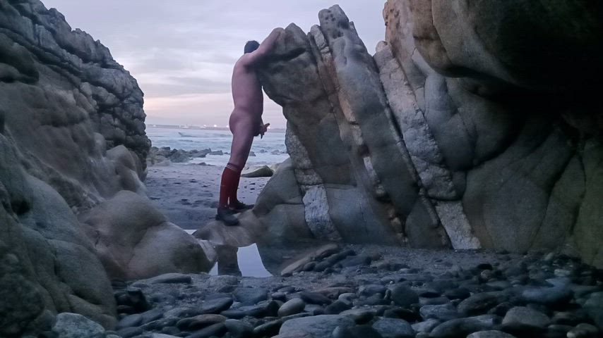 masturbating male masturbation erection beach jerk off nude nudist exhibitionist