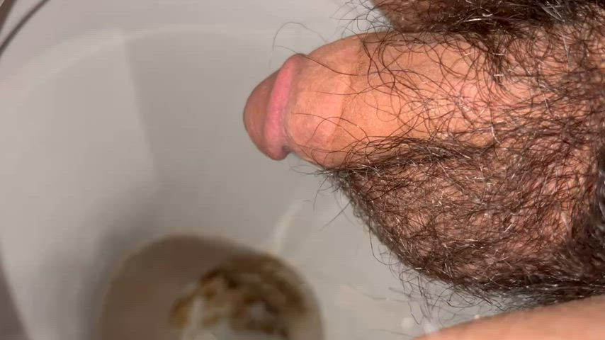 balls hairy hairy cock piss pissing pubic hair watersports clip