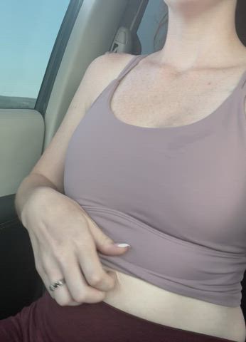 Some milfs just love driving with their tits out..
