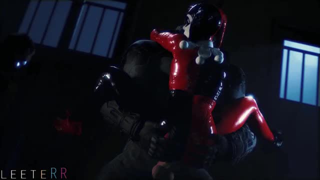 Batman holds Harley Quinn up [Batman]