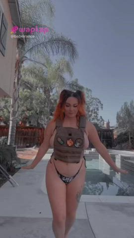 big tits bikini busty redhead tiktok clip