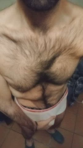 hairy chest male dom male masturbation clip