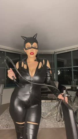 catsuit cosplay costume dominatrix femdom findom gamer girl kitty latex clip