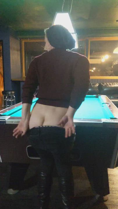 Minutes before I got [f]ucked on this very public pool table