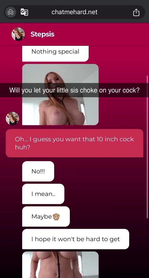 Will you let your little sis choke on your big cock?