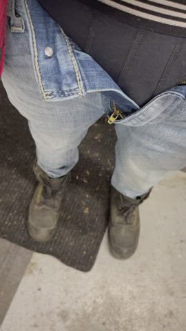 hairy piss semi in jeans with my boots